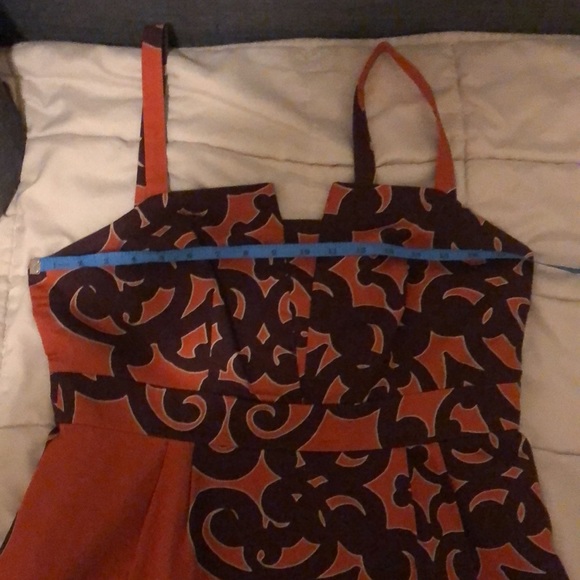 Vintage Merona Dress. Burnt Orange and Purple. Size 12. - Picture 4 of 10